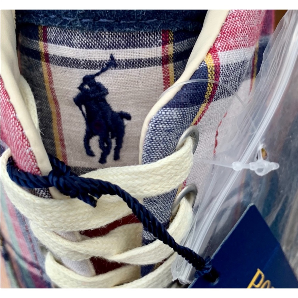 NWT Ralph Lauren Polo Madras Multi Plaid Sneakers - Picture 11 of 14